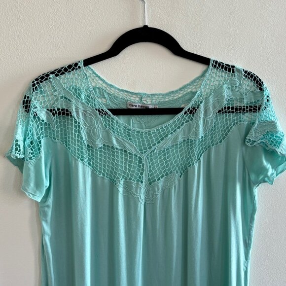 NWOT Tiare Hawaii Lila Embroidered Dress - Aqua - Size S/M - Picture 4 of 5